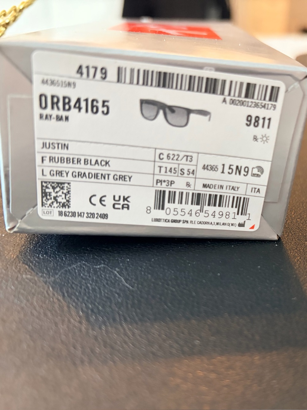 Ray-Ban Polarized matte black Justin rb4165 NEW - Picture 2 of 4